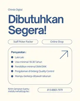 DIBUTUHKAN SEGERA PICKER PACKER