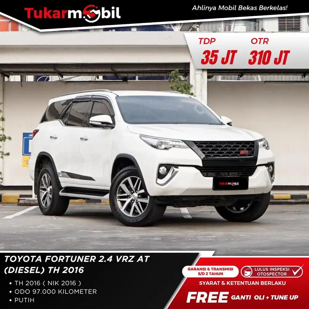 Toyota fortuner vrz 2.4 metik diesel tahun 2016 putih