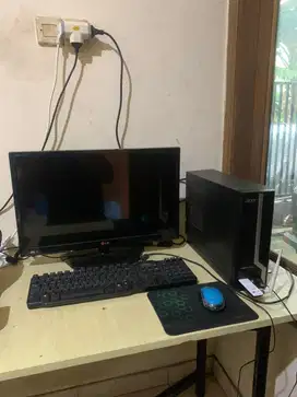 1 Set Monitor LED 16″ LG 16M35 + PC Acer Veriton X2640 + Deel Keyboard