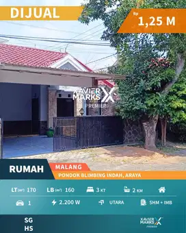 Dijual Murah Rumah Terawat di Blok Depan PBI Araya, Blimbing Malang