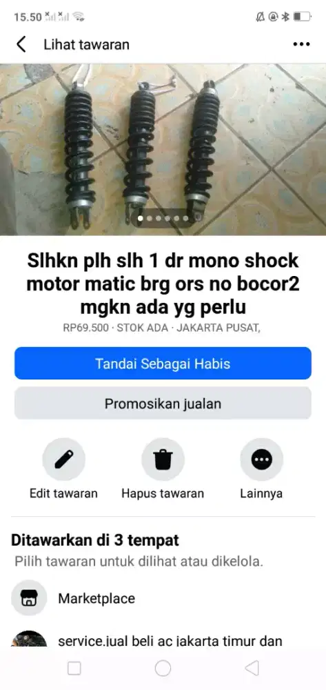 Slhkn lh slh 1 dr mono shock ors utk sepeda/motor kond bgs no bocor2