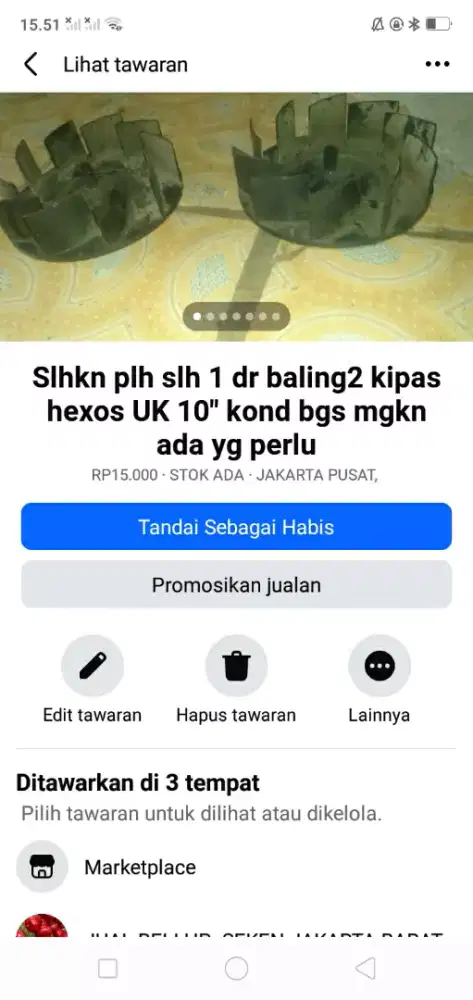 Slhkn plh slh 1 dr baling kipas hexos UK 10 kond bgs hrg murah sj cpt