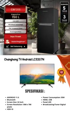 Fast Sell.(Bundling) TV + KULKAS. BARANG BARU MASIH SEGEL.