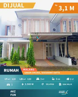 Rumah 2 Lantai Di Grand Orchid, Soekarno Hatta Lowokwaru Malang