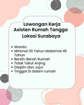 Di Cari ART Niat Kerja