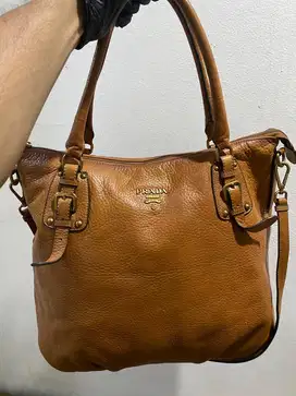 Tas prada hobo sling totebag brown leather vintage