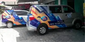Sticker Branding Mobil truk stiker vinyl laminasi & oneway printing