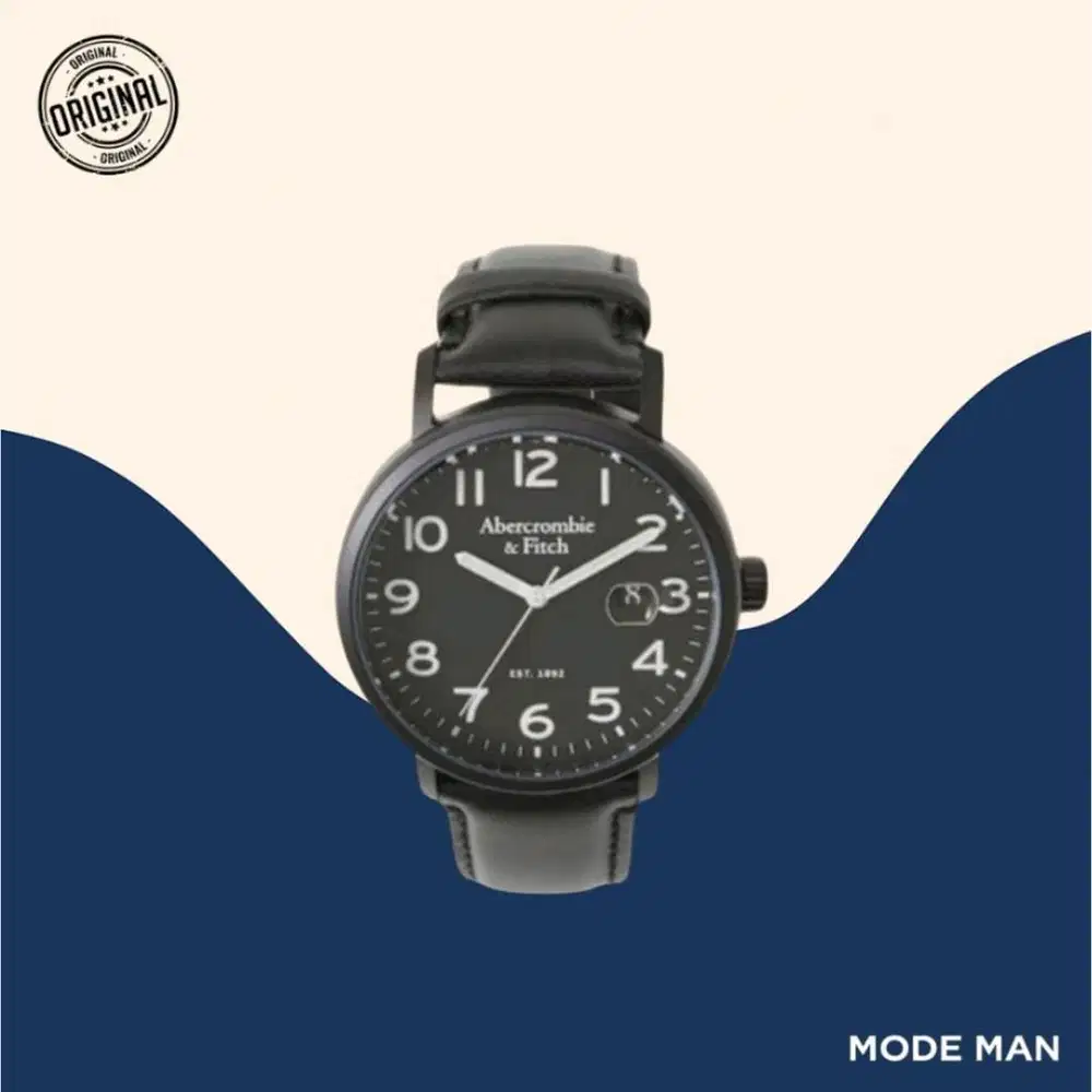 Abercrombie & Fitch Leather-Strap Watch - Black