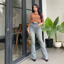 Celana Cewek Cutbray highWaist Vintage retro