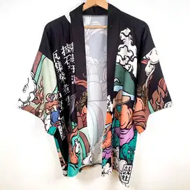 Preloved Kimono Yukata Outer Fullprint motif Oni Demon