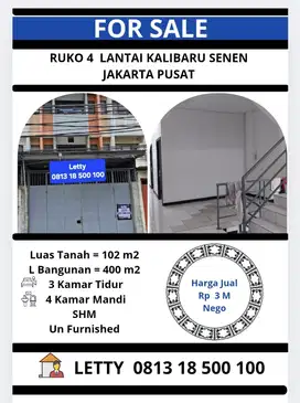 Jual Murah Ruko Siap Huni Kalibaru Jakarta Pusat Rp 3 M Nego