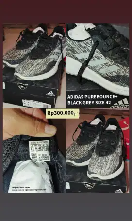 Ori ADIDAS PUREBOUNCE+ BLACK GREY SIZE 42