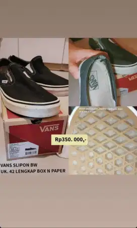 Ori SEPATU VANS SLIPON SIZE 42 BW