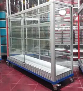 ETALASE KACA 1,5Mx1M || PAKAI RODA & KUNCI
