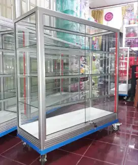 Etalase Toko Panjang 1Mx1M Pake RODA BESAR & Kunci