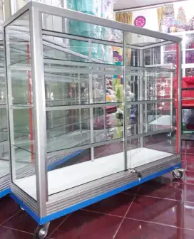 Etalase Panjang 1,2Mx1M Sudah Lengkap Dengan RODA BESAR
