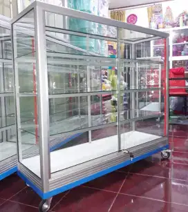 Etalase Panjang 1,2Mx1M Pakai RODA BESAR Barang Ready
