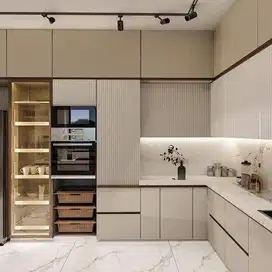 Custom Interior Kitchen Set, Backdrop TV, Lemari, Wardrobe, Kitchenset