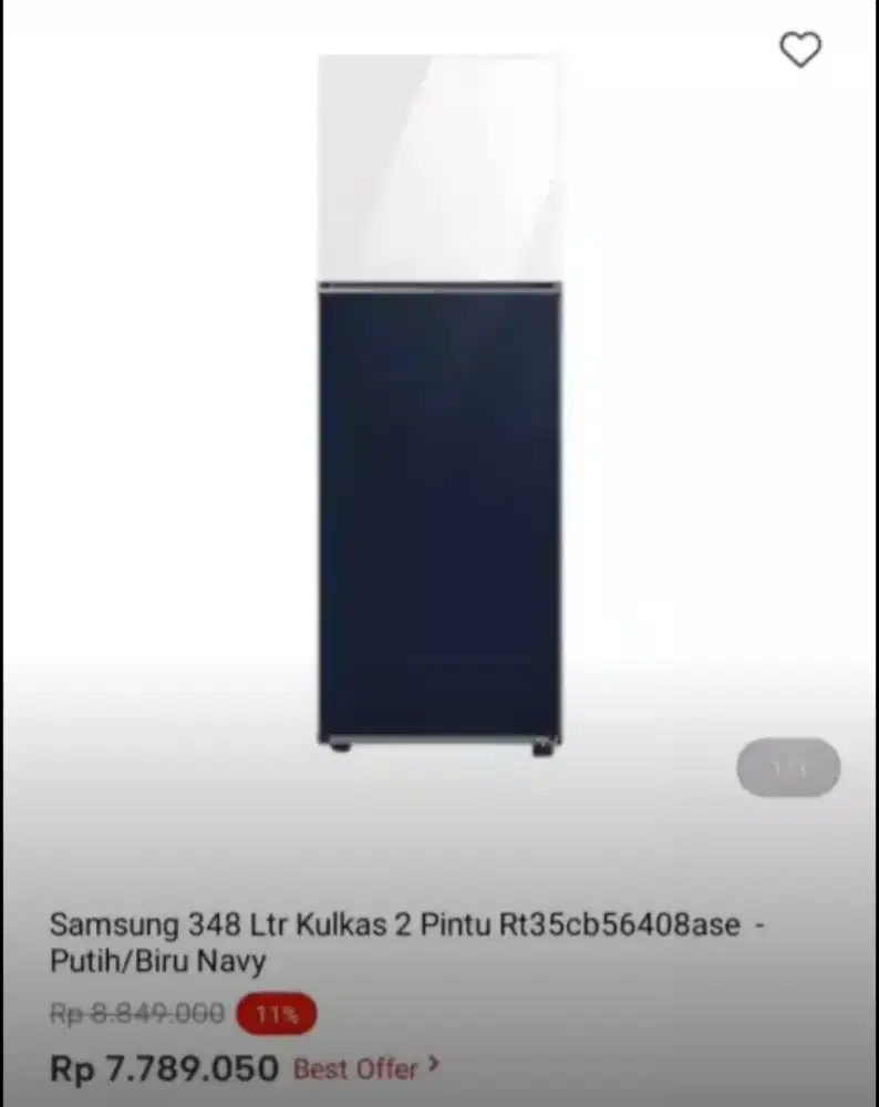 SAMSUNG 348 LITER KULKAS 2 PINTU RT35CB56408ASE- PUTIH BIRU NAVY
