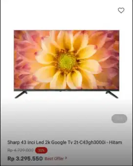 SHARP 43 INC LED 2K GOOGLE TV 2T-C43GH3000I - HITAM
