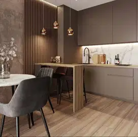 Custom Interior Kitchen Set, Backdrop TV, Lemari, Wardrobe, Kitchenset