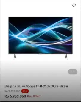 SHARP 55 INC 4K GOOGLE TV 4T-C55HJ6000I-HITAM