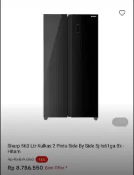 SHARP 563 LITER KULKAS 2 PINTU SBS SJ-IS61GA-BK-HITAM