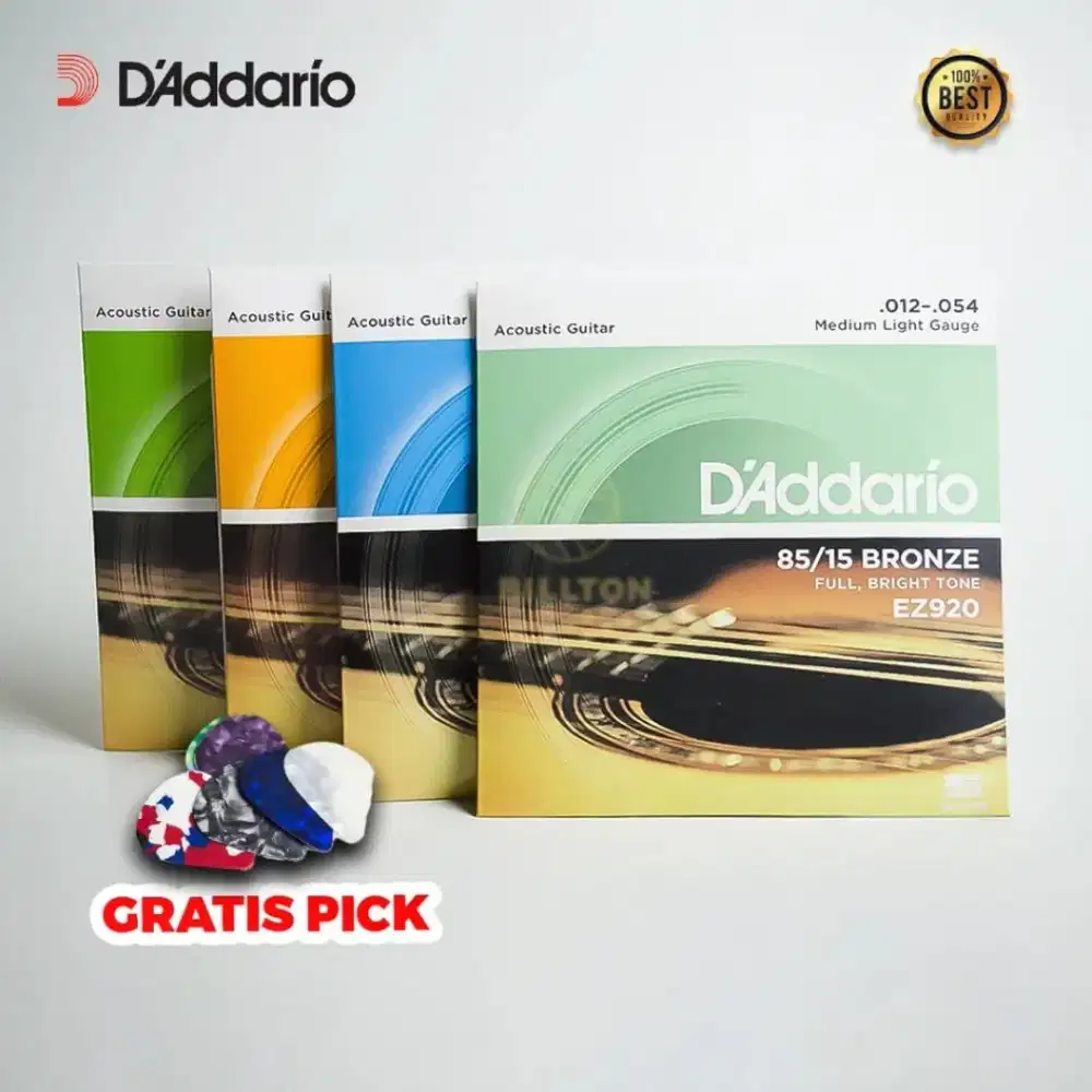 1 SET SENAR GITAR AKUSTIK ELEKTRIK MERK D ADDARIO TIPE EZ