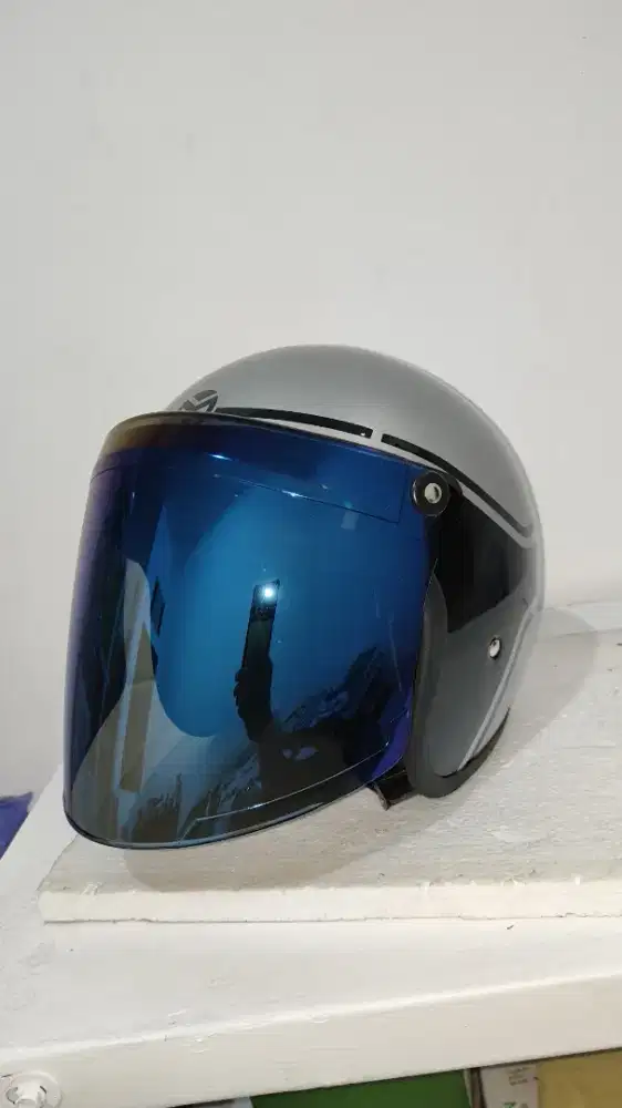 HELM BOGO MERK MARCOLINO UPGRADE VISOR BLUE SIZE L