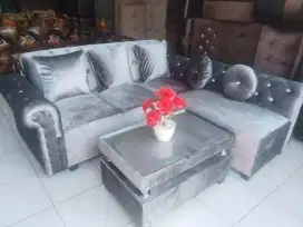 Sofa L putus mini full bludru