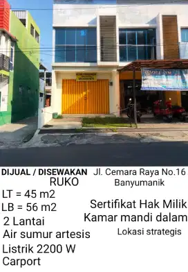 Dijual Ruko lokasi strategis di kawasan ramai & strategis Banyumanik