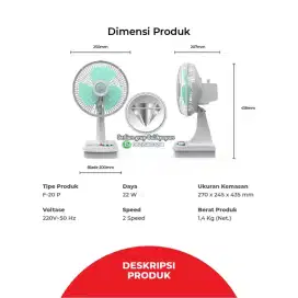 COD (1MASPION F 20 P Kipas Angin duduk / deskfan 8 inch