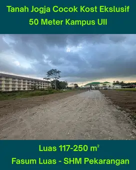 Tanah 50 Meter Kampus UII, Cocok Bangun Kost Ekslusif, Vew Merapi