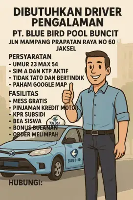 Lowongan kerja driver taxi Bluebird
