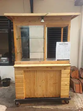 Gerobak Jualan/Dagang bahan Kayu Jati Belanda