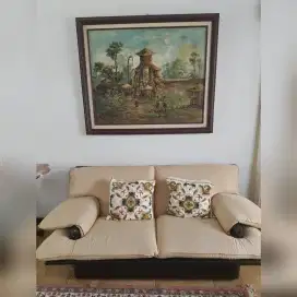 Lukisan Kusmana, Pura dan Putri oleh Kusmana, Oil on Canvas