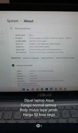Laptop Asus butuh di tengok dan di beli