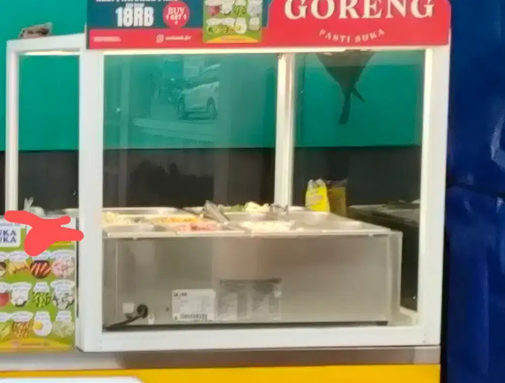 Meja stainless Mutu + Estalase kaca