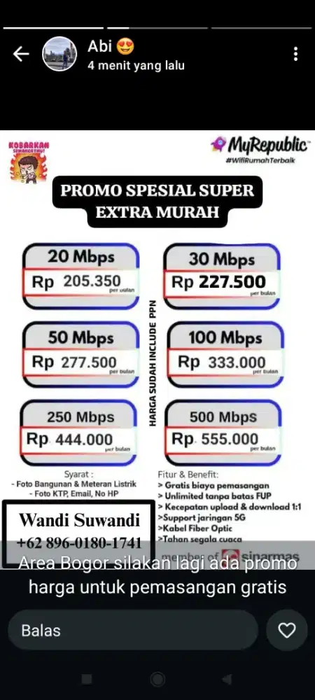 Pemasangan wifi (internet)
