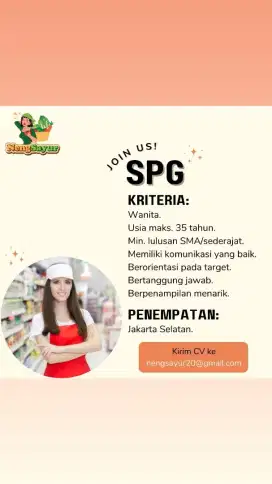 Dubutuhkan yg serius ingin  bekerja dan mau berkembang