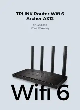 WIFI TPLINK ROUTER ARCHER AX12 GARANSI 1 TAHUN