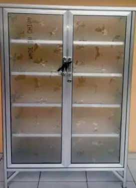 Rak Sepatu Aluminium Frame Putih Kaca Es 4 Susun 75-108