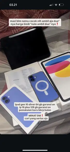 Iphone 16 plus 128gb ipad gen 10 64gb
