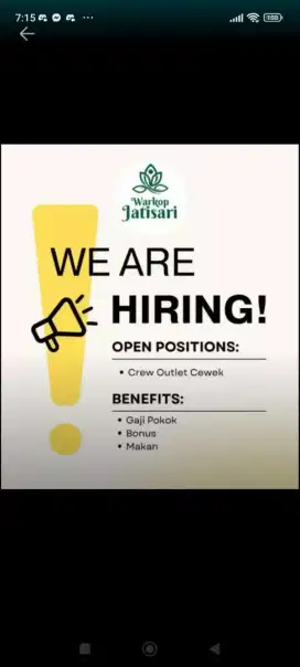 Loker jaga warkop buat cowok/cewek