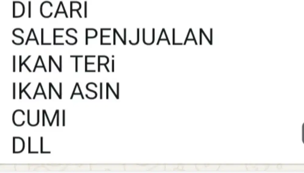 Di Butuhkan Sales Penjualan