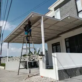 Kanopi atap alderon rangka besi holloh