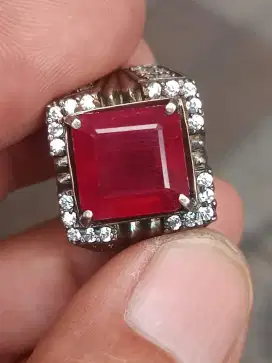 Cincin Batu Ruby 11.03 crat ring perak memo CGL warna top