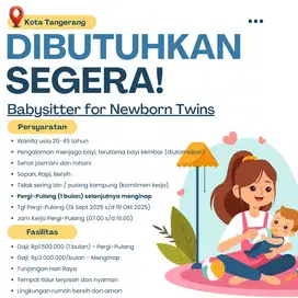 Lowongan Kerja Baby Sitter - Pergi-Pulang 1 Bulan Selanjutnya Menginap