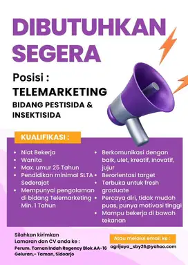 DIBUTUKAN SEGERA