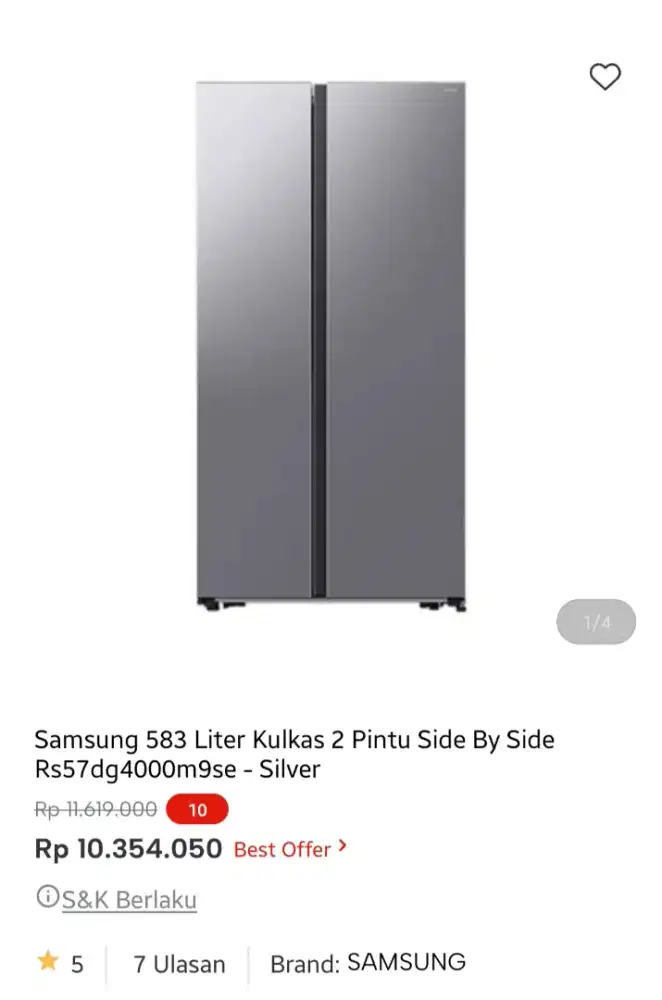 Kulkas samsung side by side kapasitas 583L
